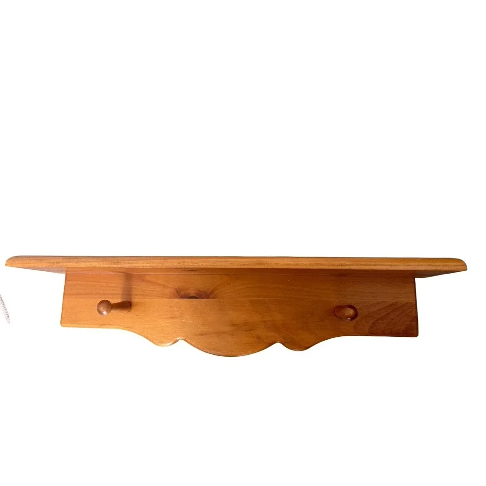 Vintage Wooden Wall Shelf Peg Rack Farmhouse Country Cottage